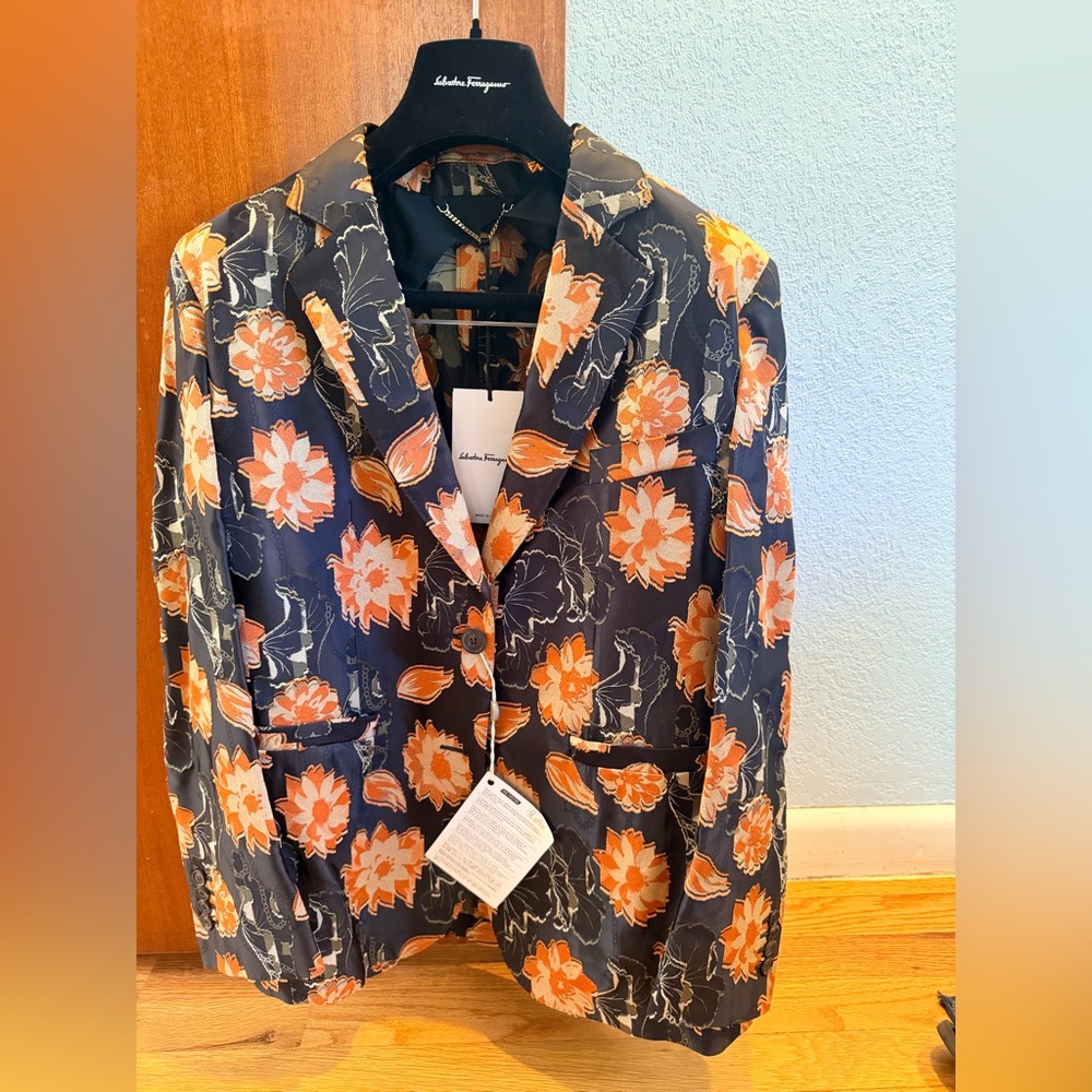 Salvatore Ferragamo Blazer with Orange Floral Jacquard 🌺